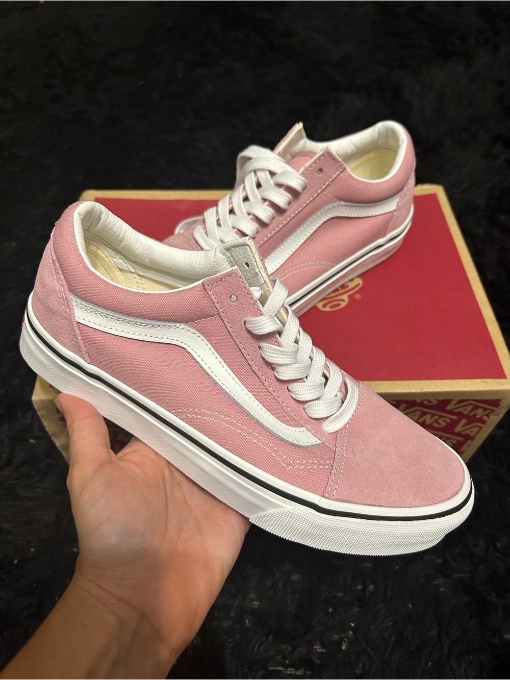 VANS old skool pink suede lace up low top shoes sneakers women’s 8 new
